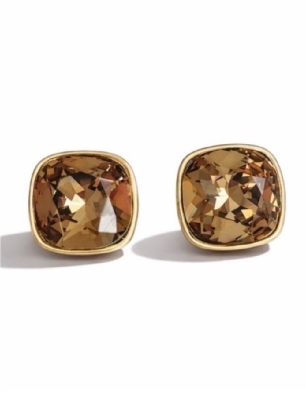 New! Classic Gold Smoky Quartz Post Earrings (3031) NWOT